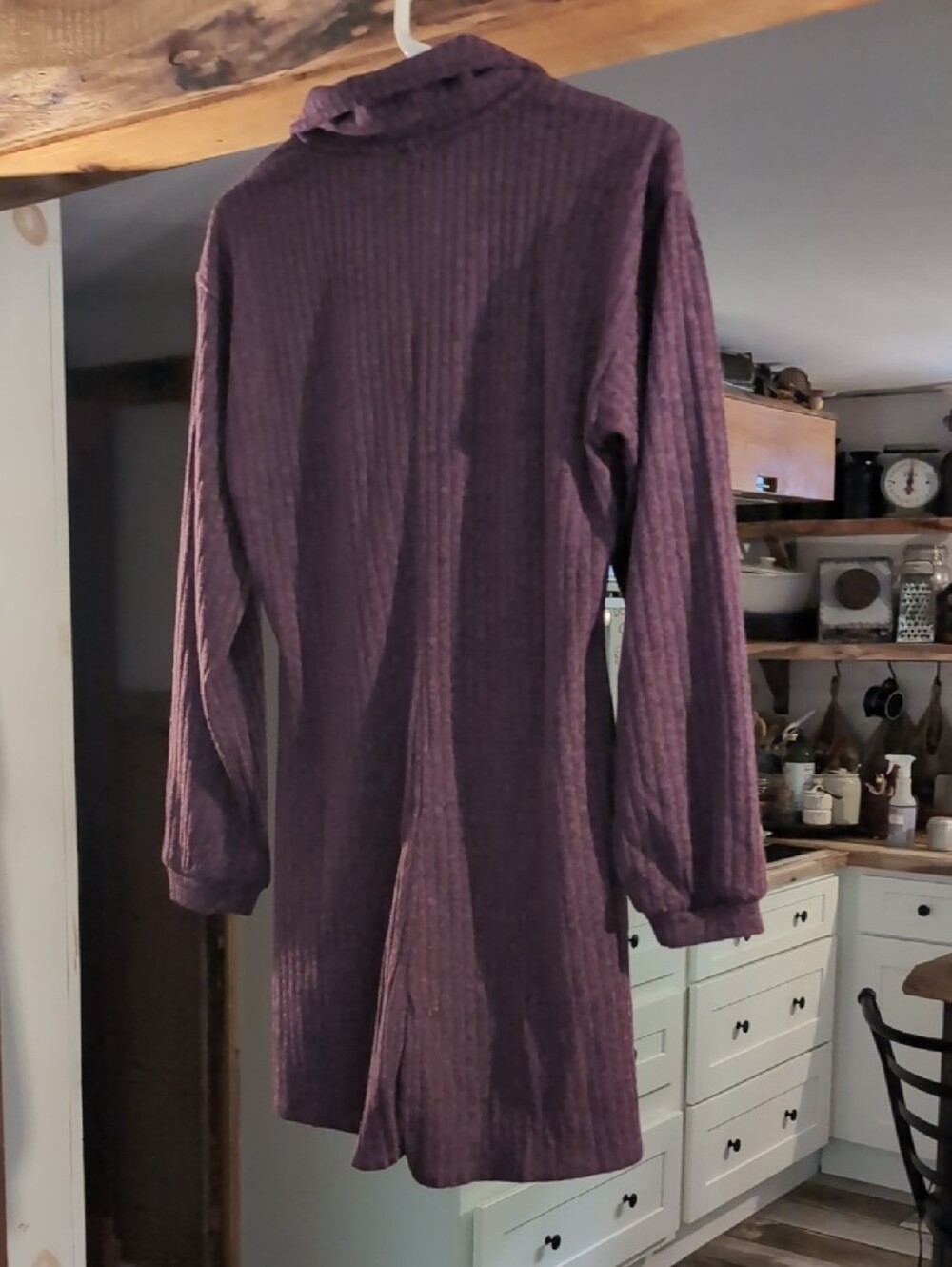 Onia Plum Ribbed Button-Front Duster - Picture 8 of 9
